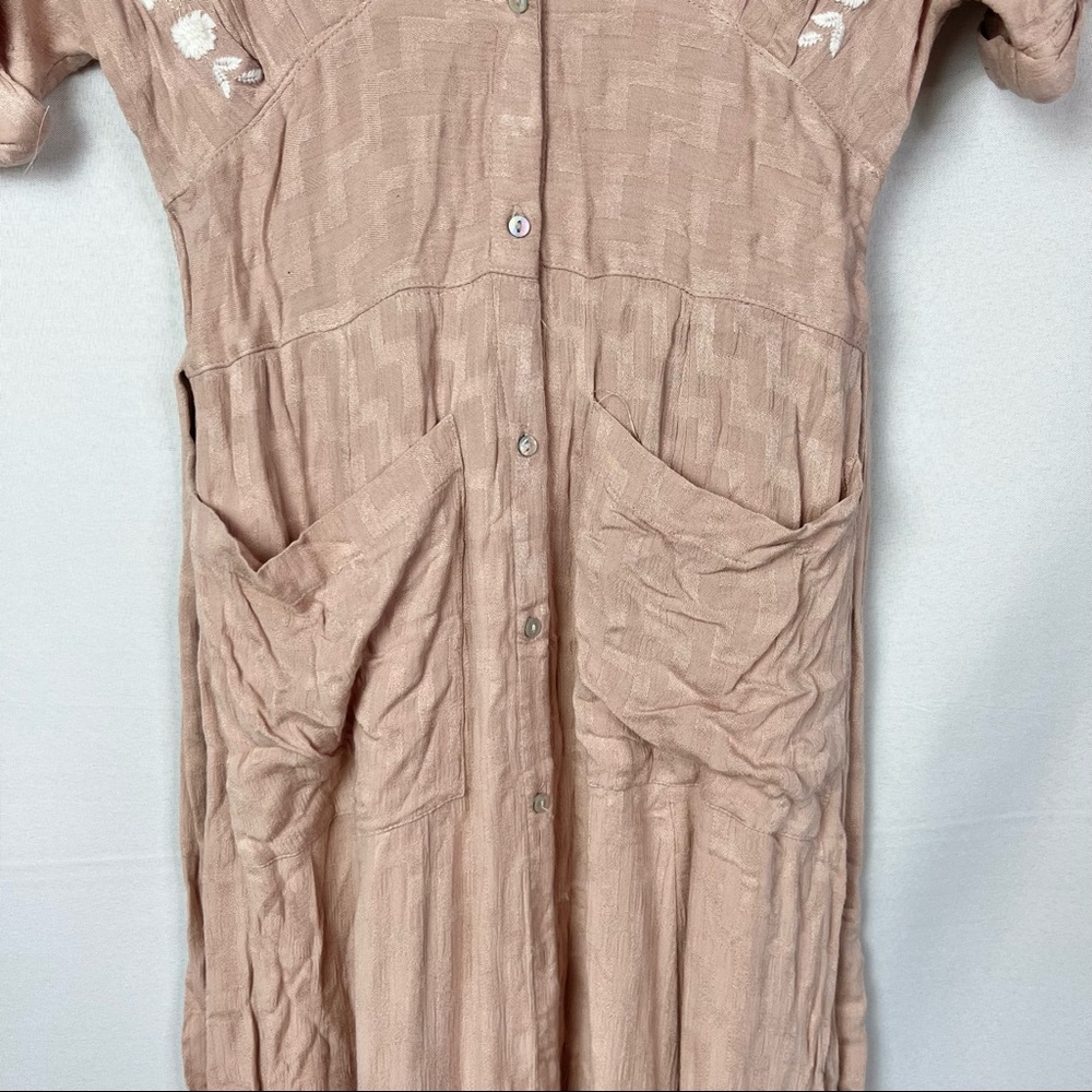 Free People Pink Midi Dress with White Embroidery - Picture 9 of 12
